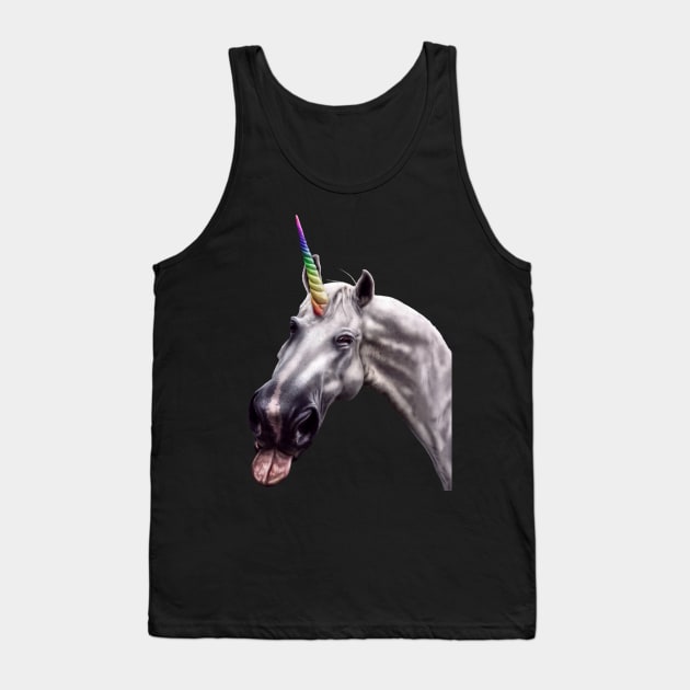 Unicorn Poking Tongue Selfie Tank Top by Random Galaxy